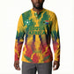 Personalized South Africa Football Button Sweatshirt South African Flag Inspiration - Soccer Graphic Bold Color Blocks