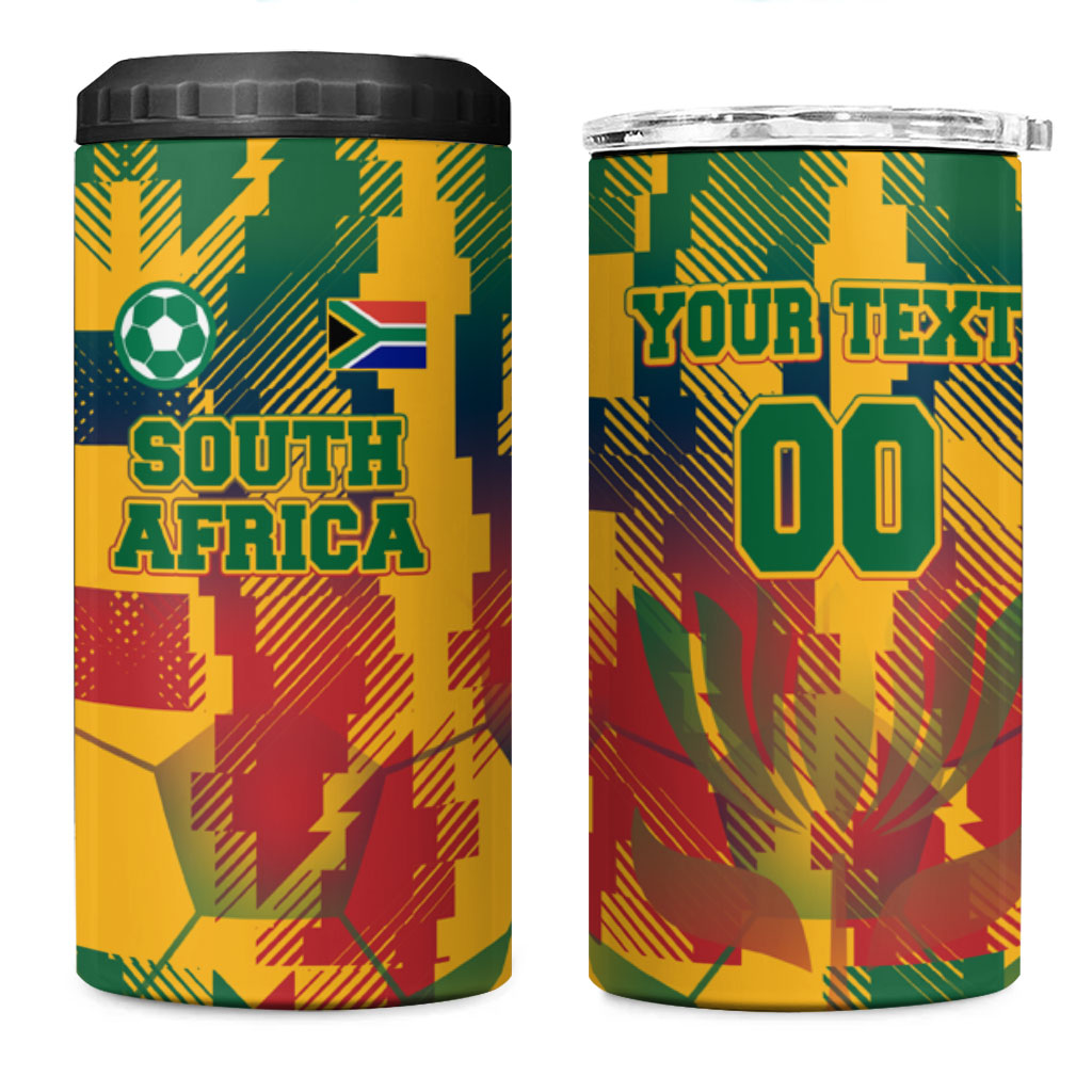 Personalized South Africa Football 4 in 1 Can Cooler Tumbler South African Flag Inspiration - Soccer Graphic Bold Color Blocks