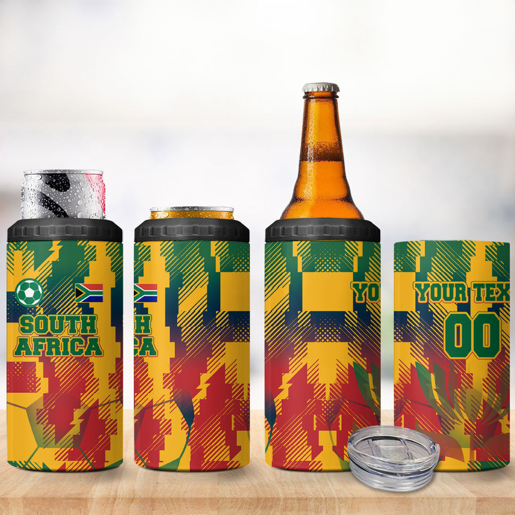 Personalized South Africa Football 4 in 1 Can Cooler Tumbler South African Flag Inspiration - Soccer Graphic Bold Color Blocks