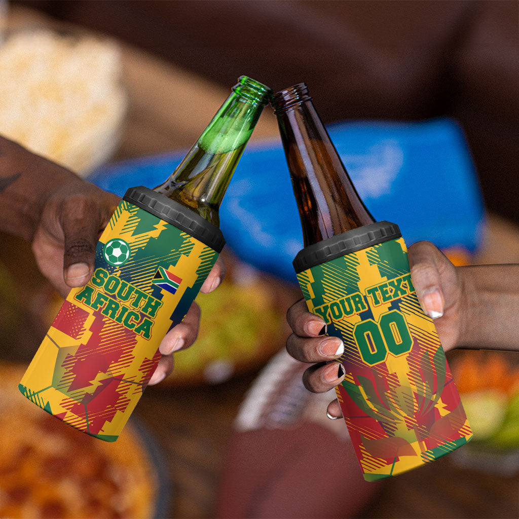 Personalized South Africa Football 4 in 1 Can Cooler Tumbler South African Flag Inspiration - Soccer Graphic Bold Color Blocks