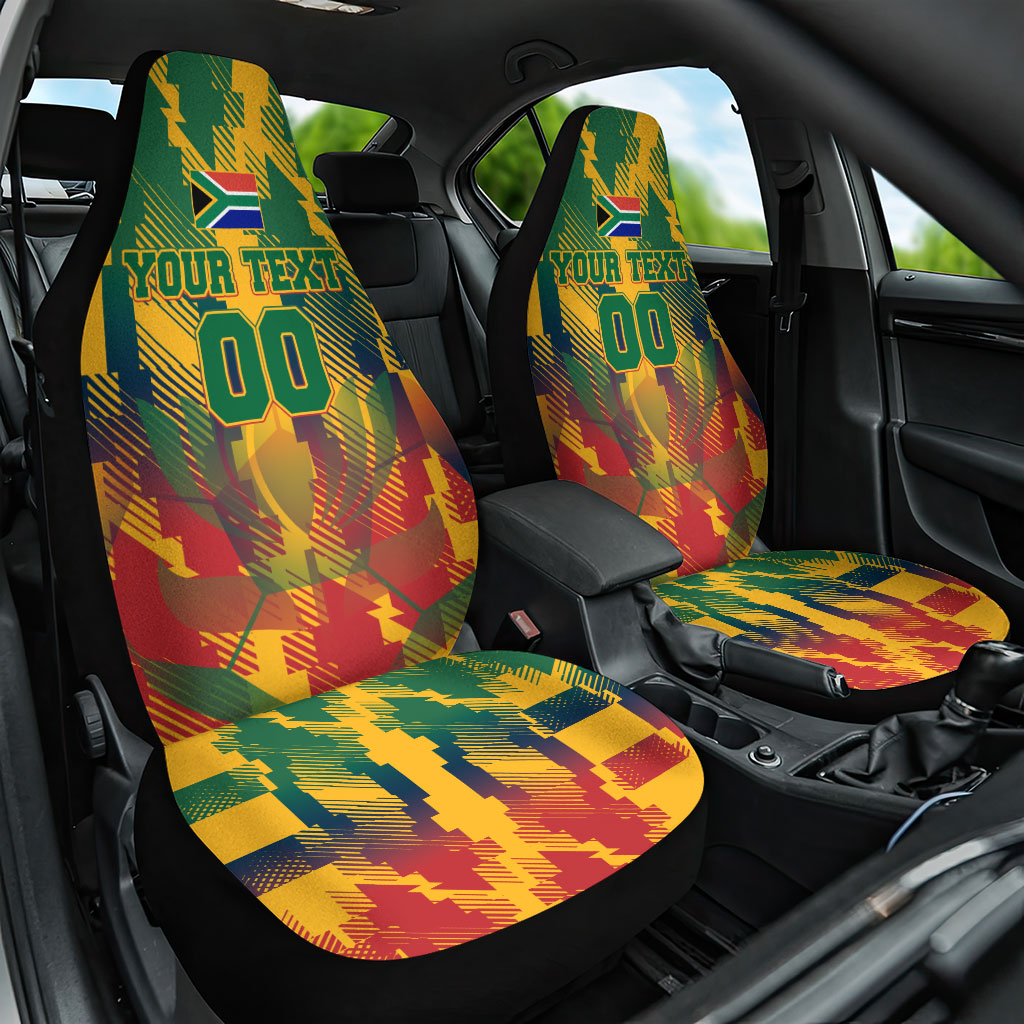 Personalized South Africa Football Car Seat Cover South African Flag Inspiration - Soccer Graphic Bold Color Blocks