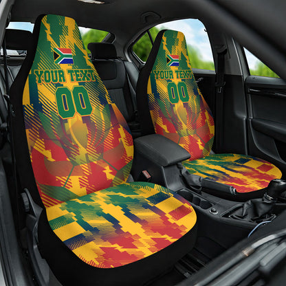 Personalized South Africa Football Car Seat Cover South African Flag Inspiration - Soccer Graphic Bold Color Blocks