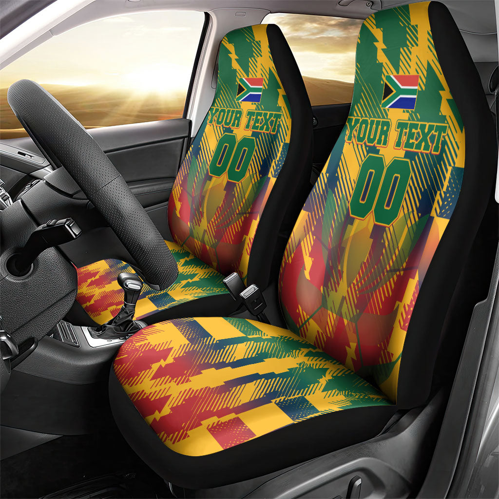 Personalized South Africa Football Car Seat Cover South African Flag Inspiration - Soccer Graphic Bold Color Blocks
