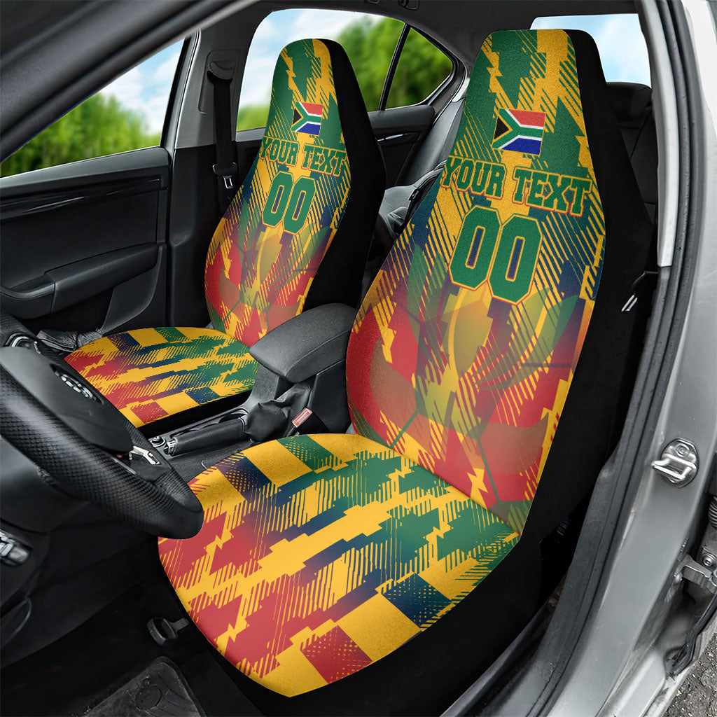 Personalized South Africa Football Car Seat Cover South African Flag Inspiration - Soccer Graphic Bold Color Blocks