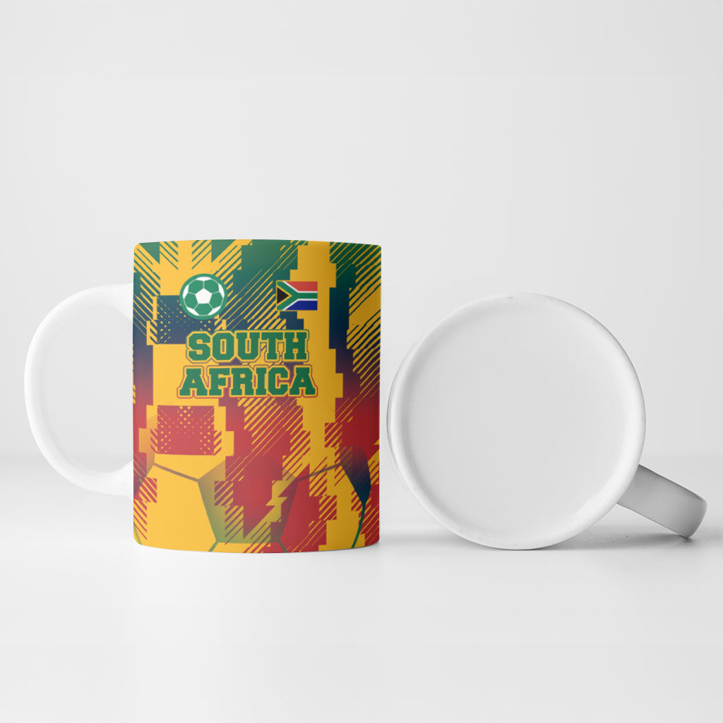 Personalized South Africa Football Ceramic Mug South African Flag Inspiration - Soccer Graphic Bold Color Blocks