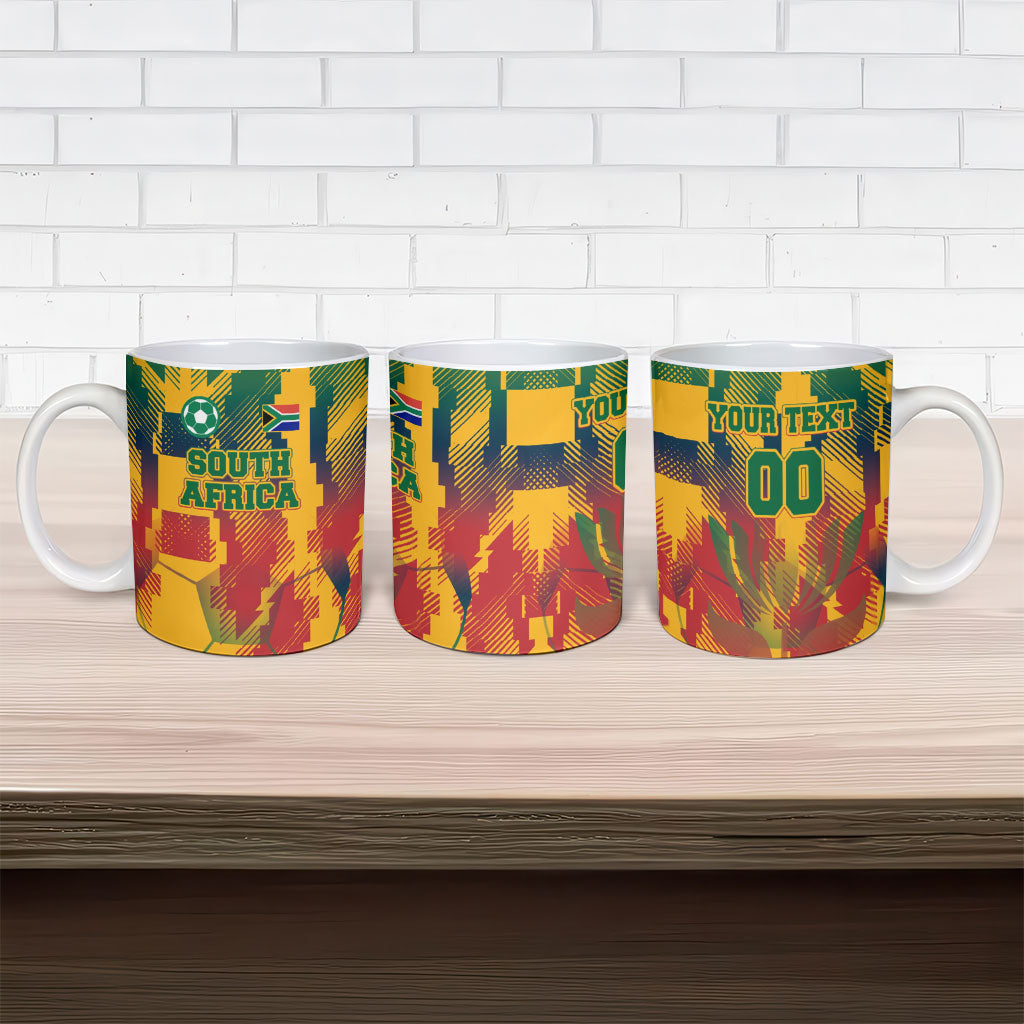 Personalized South Africa Football Ceramic Mug South African Flag Inspiration - Soccer Graphic Bold Color Blocks