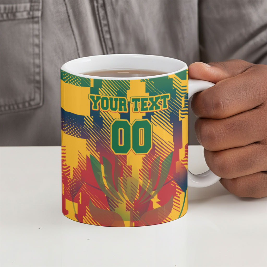 Personalized South Africa Football Ceramic Mug South African Flag Inspiration - Soccer Graphic Bold Color Blocks