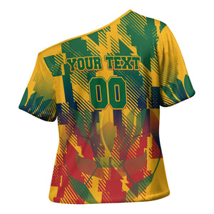 Personalized South Africa Football Cross Shoulder Shirt South African Flag Inspiration - Soccer Graphic Bold Color Blocks