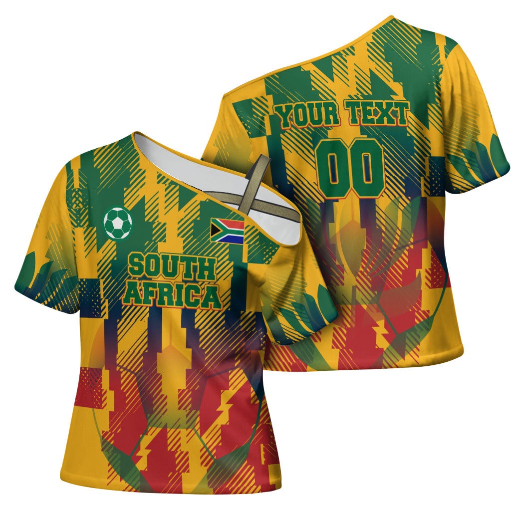 Personalized South Africa Football Cross Shoulder Shirt South African Flag Inspiration - Soccer Graphic Bold Color Blocks
