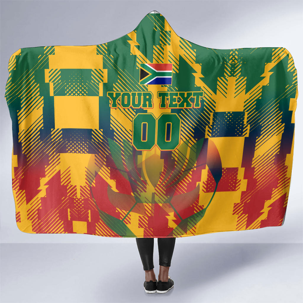 Personalized South Africa Football Hooded Blanket South African Flag Inspiration - Soccer Graphic Bold Color Blocks