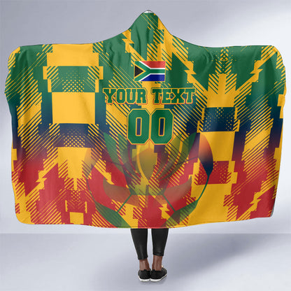 Personalized South Africa Football Hooded Blanket South African Flag Inspiration - Soccer Graphic Bold Color Blocks
