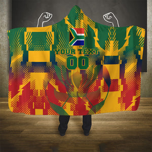 Personalized South Africa Football Hooded Blanket South African Flag Inspiration - Soccer Graphic Bold Color Blocks