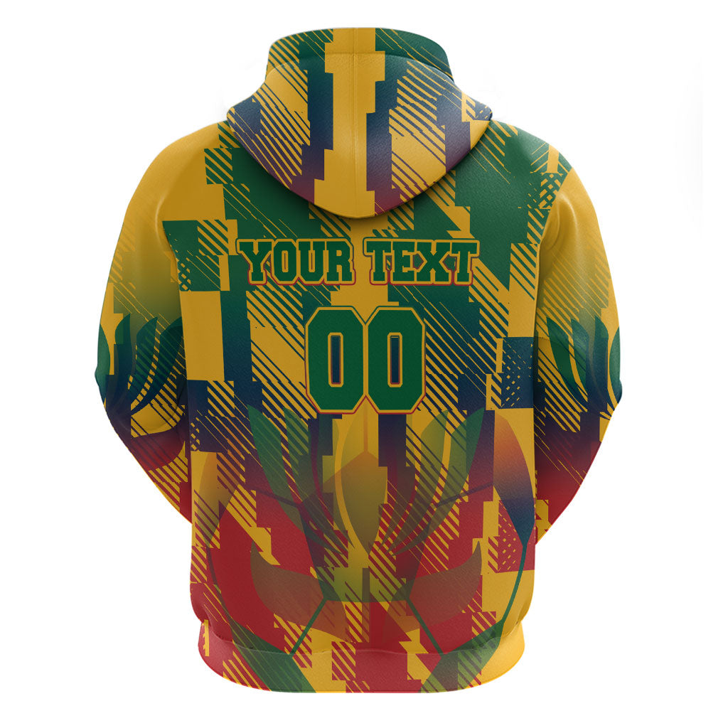 Personalized South Africa Football Hoodie South African Flag Inspiration - Soccer Graphic Bold Color Blocks