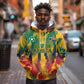 Personalized South Africa Football Hoodie South African Flag Inspiration - Soccer Graphic Bold Color Blocks