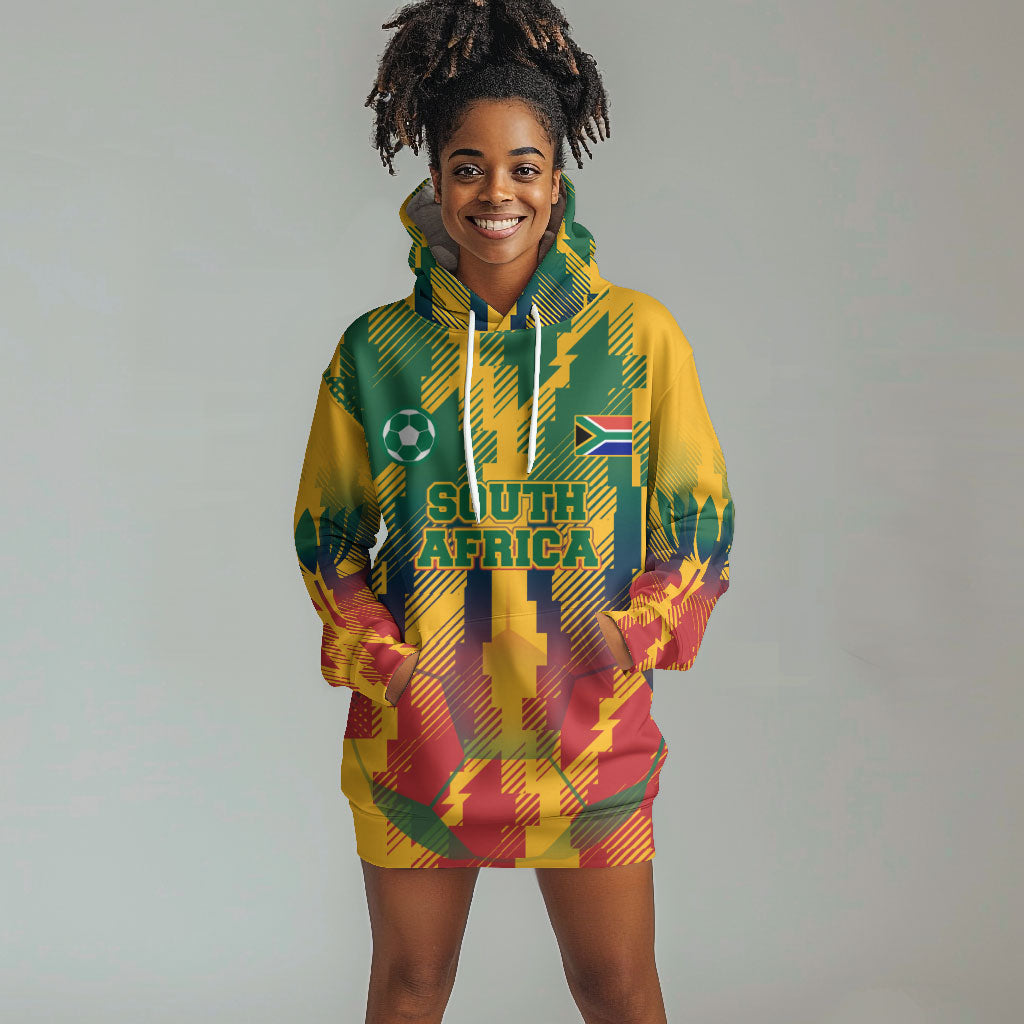 Personalized South Africa Football Hoodie Dress South African Flag Inspiration - Soccer Graphic Bold Color Blocks