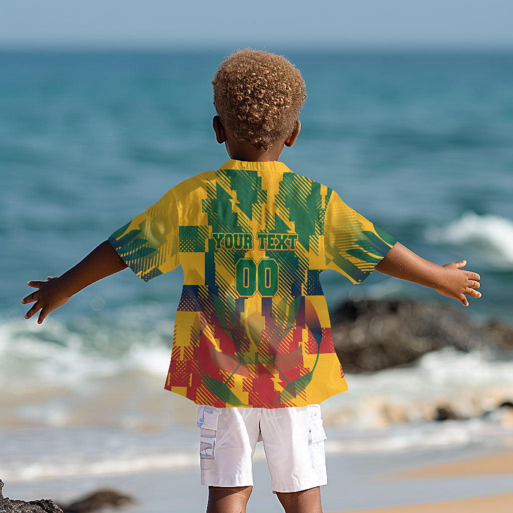Personalized South Africa Football Kid Hawaiian Shirt South African Flag Inspiration - Soccer Graphic Bold Color Blocks