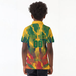Personalized South Africa Football Kid Polo Shirt South African Flag Inspiration - Soccer Graphic Bold Color Blocks