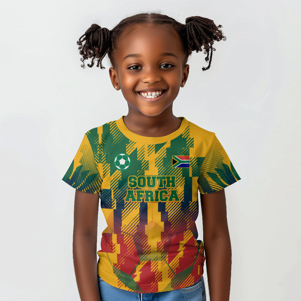 Personalized South Africa Football Kid T shirt South African Flag Inspiration - Soccer Graphic Bold Color Blocks