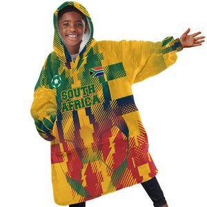 Personalized South Africa Football Kid Wearable Blanket Hoodie South African Flag Inspiration - Soccer Graphic Bold Color Blocks