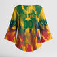 Personalized South Africa Football Kimono Sleeve Blouse South African Flag Inspiration - Soccer Graphic Bold Color Blocks