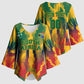Personalized South Africa Football Kimono Sleeve Blouse South African Flag Inspiration - Soccer Graphic Bold Color Blocks