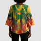Personalized South Africa Football Kimono Sleeve Blouse South African Flag Inspiration - Soccer Graphic Bold Color Blocks