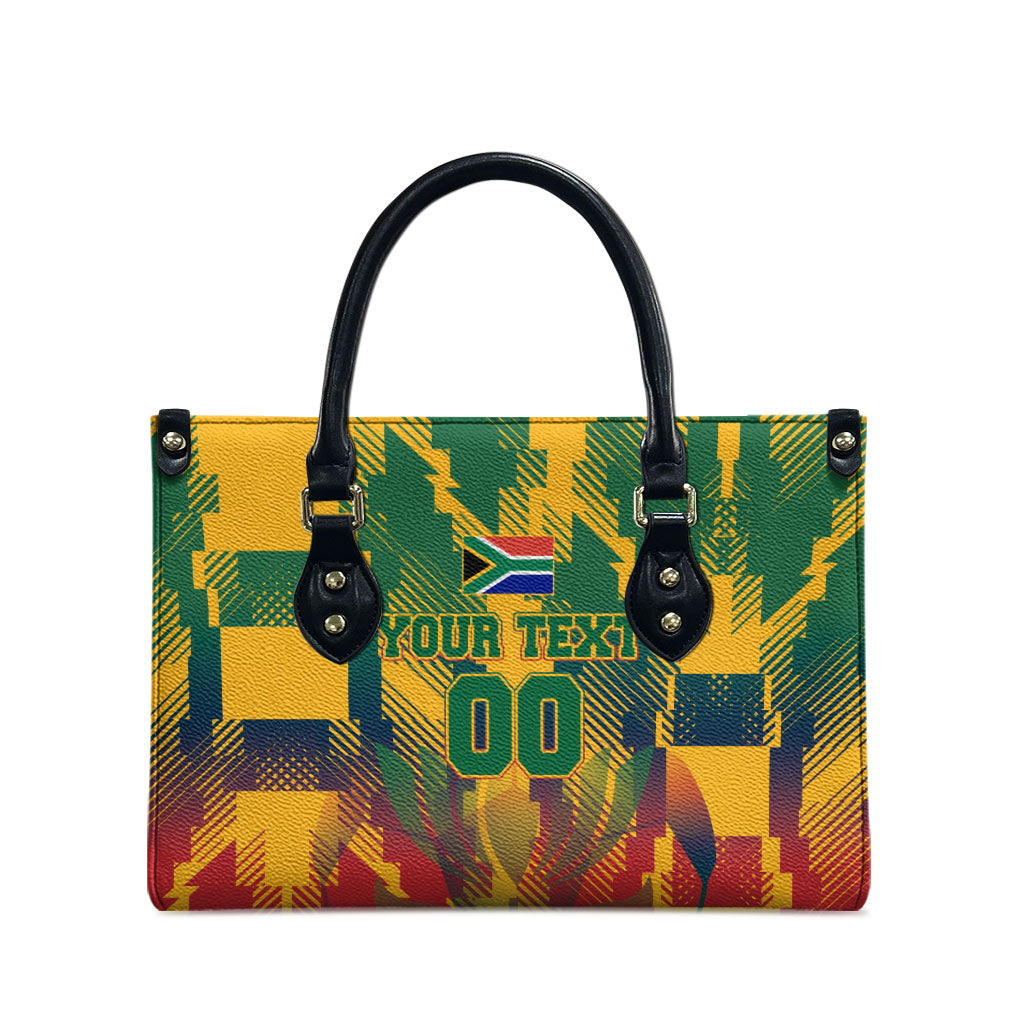 Personalized South Africa Football Leather Bag South African Flag Inspiration - Soccer Graphic Bold Color Blocks
