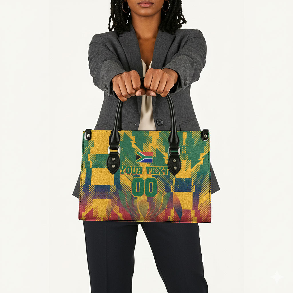 Personalized South Africa Football Leather Bag South African Flag Inspiration - Soccer Graphic Bold Color Blocks