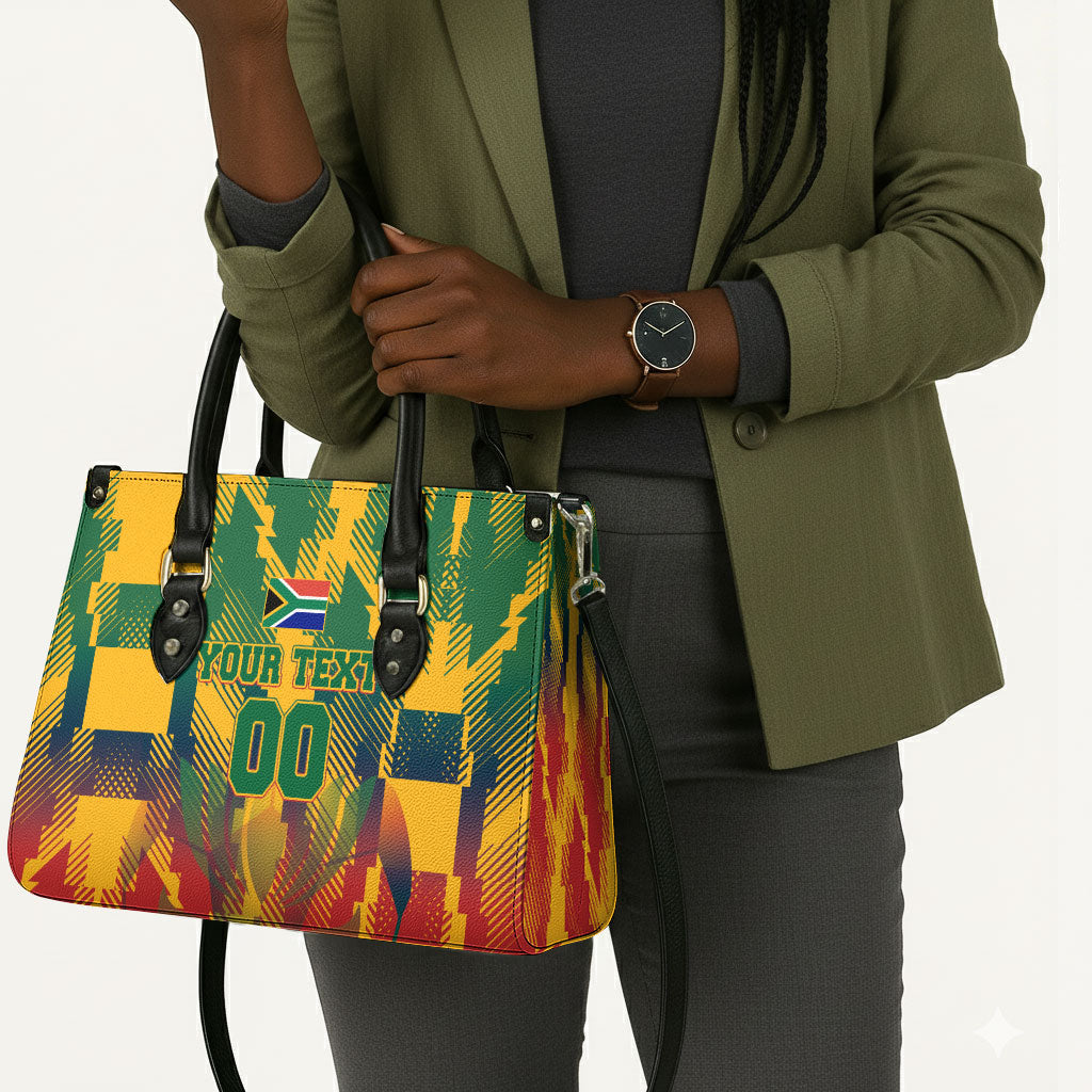 Personalized South Africa Football Leather Bag South African Flag Inspiration - Soccer Graphic Bold Color Blocks