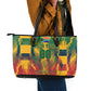 Personalized South Africa Football Leather Tote Bag South African Flag Inspiration - Soccer Graphic Bold Color Blocks