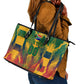 Personalized South Africa Football Leather Tote Bag South African Flag Inspiration - Soccer Graphic Bold Color Blocks