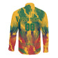Personalized South Africa Football Long Sleeve Button Shirt South African Flag Inspiration - Soccer Graphic Bold Color Blocks