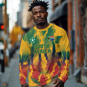 Personalized South Africa Football Long Sleeve Shirt South African Flag Inspiration - Soccer Graphic Bold Color Blocks