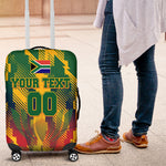 Personalized South Africa Football Luggage Cover South African Flag Inspiration - Soccer Graphic Bold Color Blocks