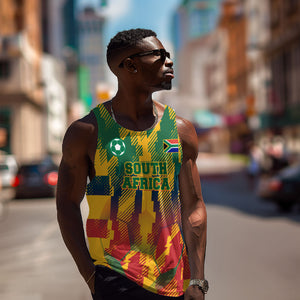 Personalized South Africa Football Men Tank Top South African Flag Inspiration - Soccer Graphic Bold Color Blocks