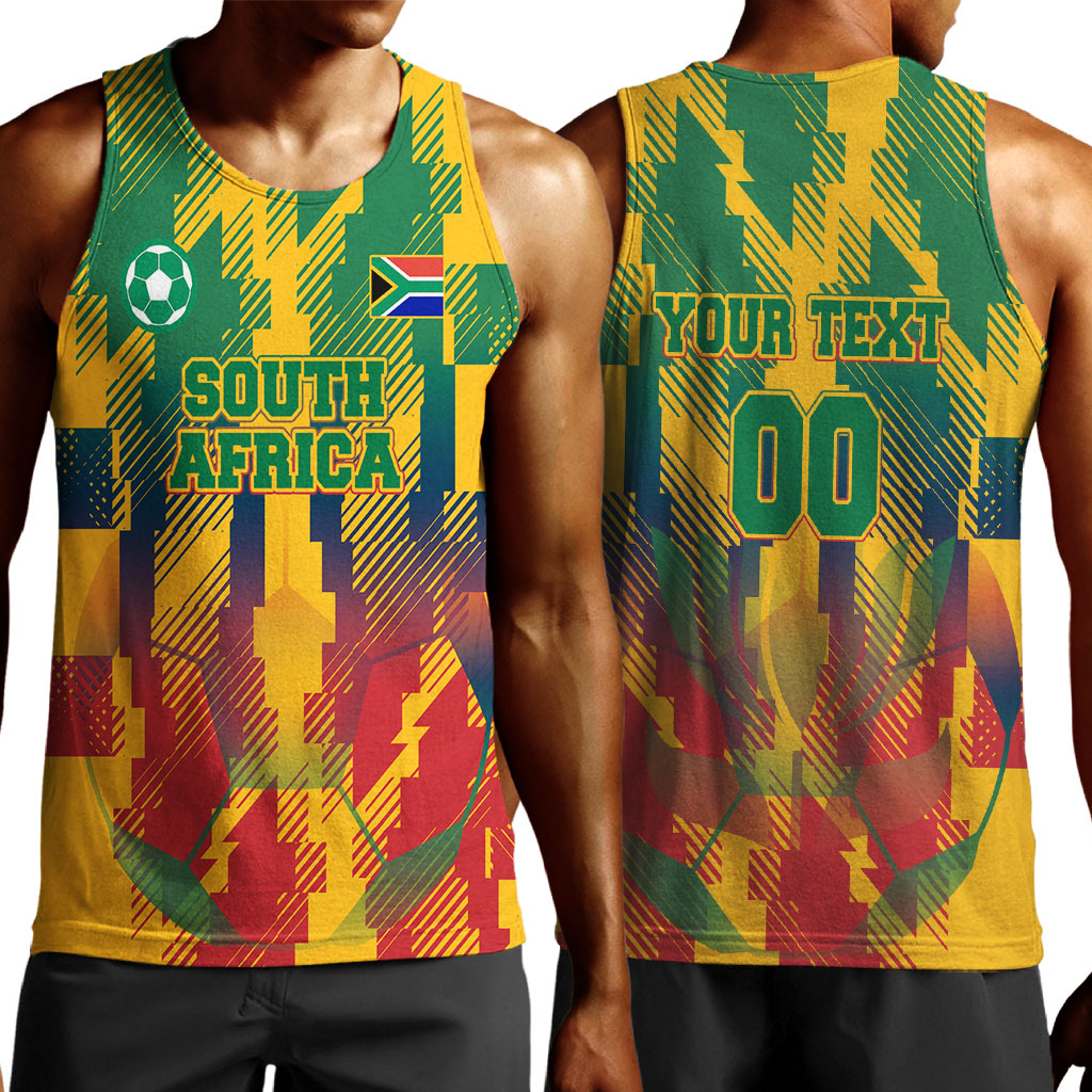 Personalized South Africa Football Men Tank Top South African Flag Inspiration - Soccer Graphic Bold Color Blocks