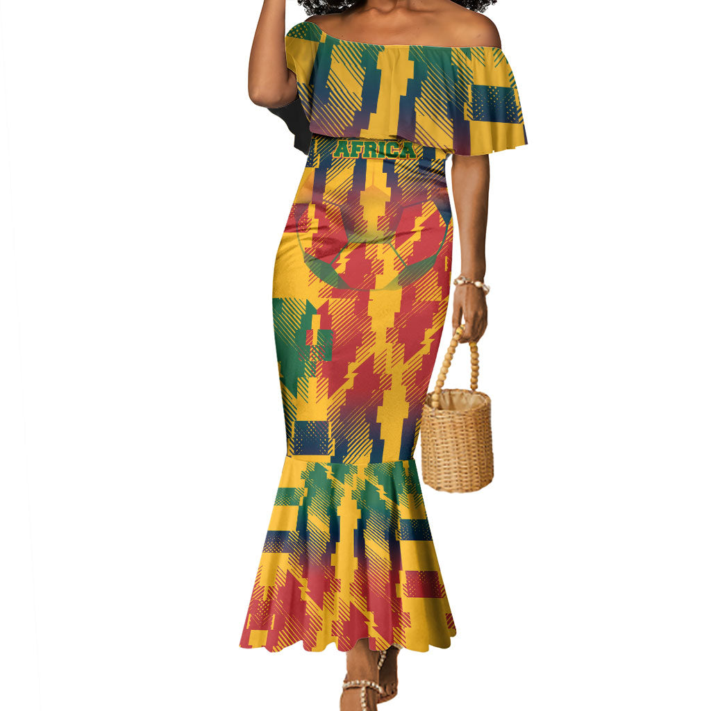 Personalized South Africa Football Mermaid Dress South African Flag Inspiration - Soccer Graphic Bold Color Blocks