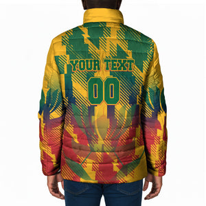 Personalized South Africa Football Padded Jacket South African Flag Inspiration - Soccer Graphic Bold Color Blocks