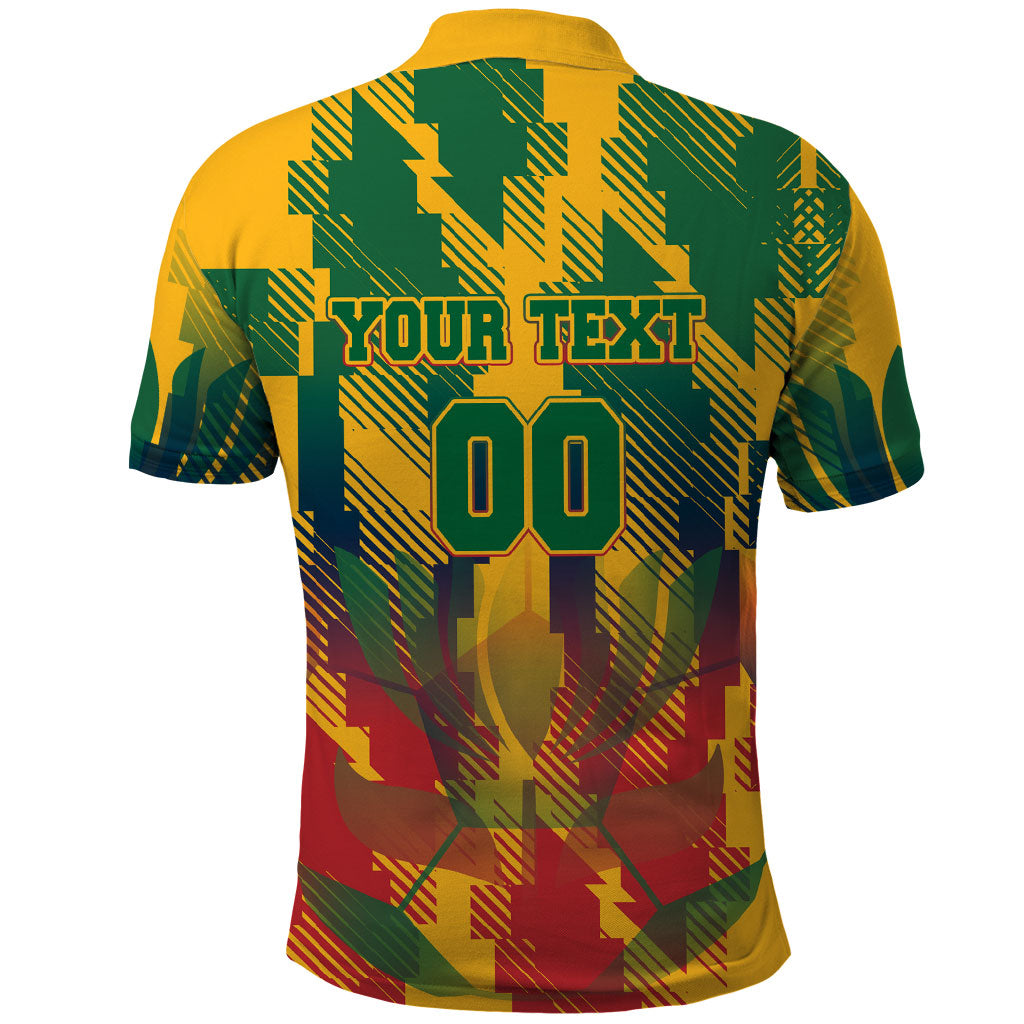 Personalized South Africa Football Polo Shirt South African Flag Inspiration - Soccer Graphic Bold Color Blocks