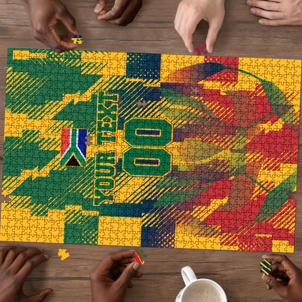 Personalized South Africa Football Puzzle South African Flag Inspiration - Soccer Graphic Bold Color Blocks
