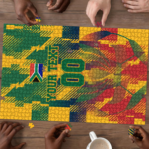 Personalized South Africa Football Puzzle South African Flag Inspiration - Soccer Graphic Bold Color Blocks