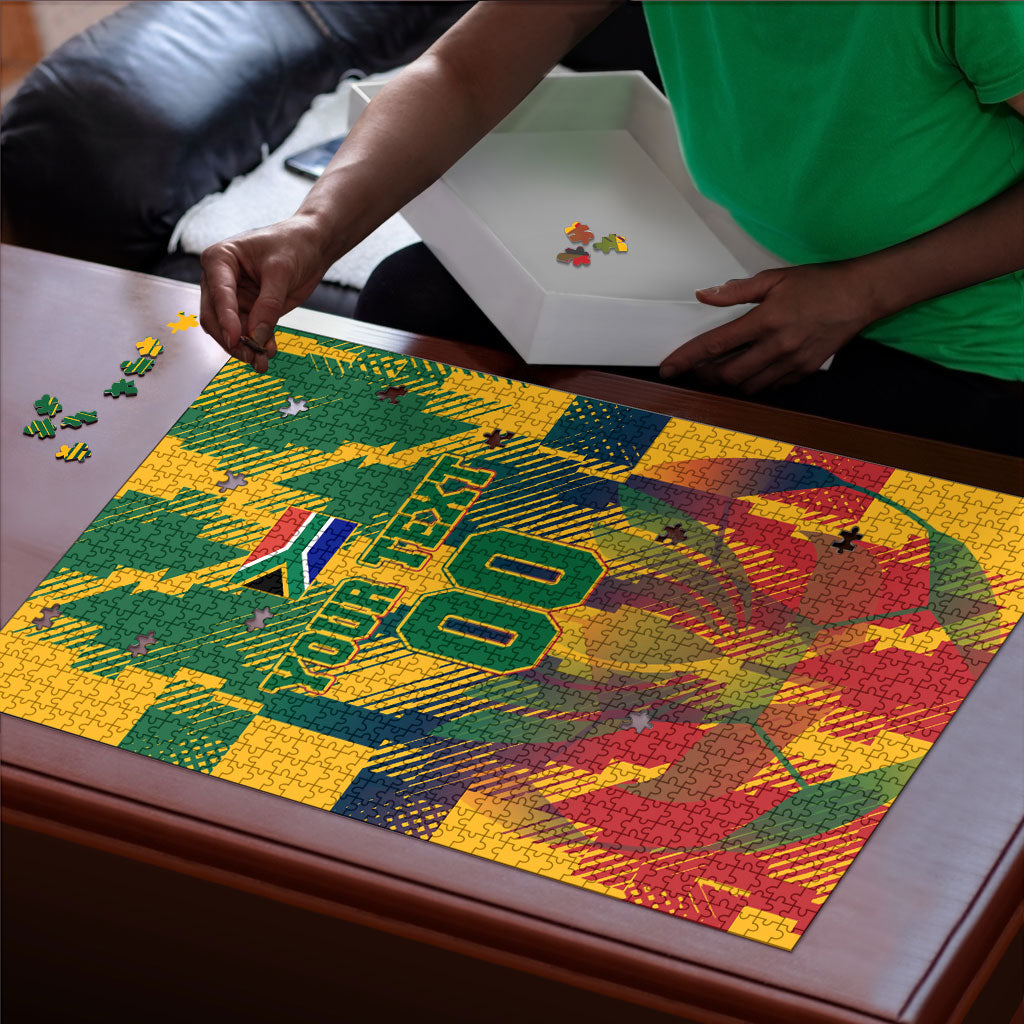 Personalized South Africa Football Puzzle South African Flag Inspiration - Soccer Graphic Bold Color Blocks