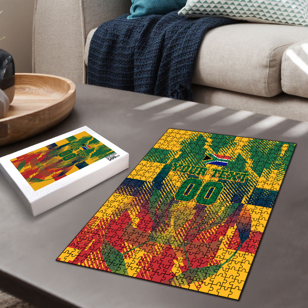 Personalized South Africa Football Puzzle South African Flag Inspiration - Soccer Graphic Bold Color Blocks