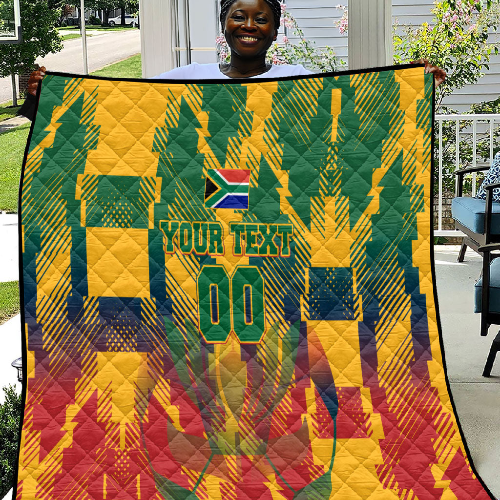 Personalized South Africa Football Quilt South African Flag Inspiration - Soccer Graphic Bold Color Blocks