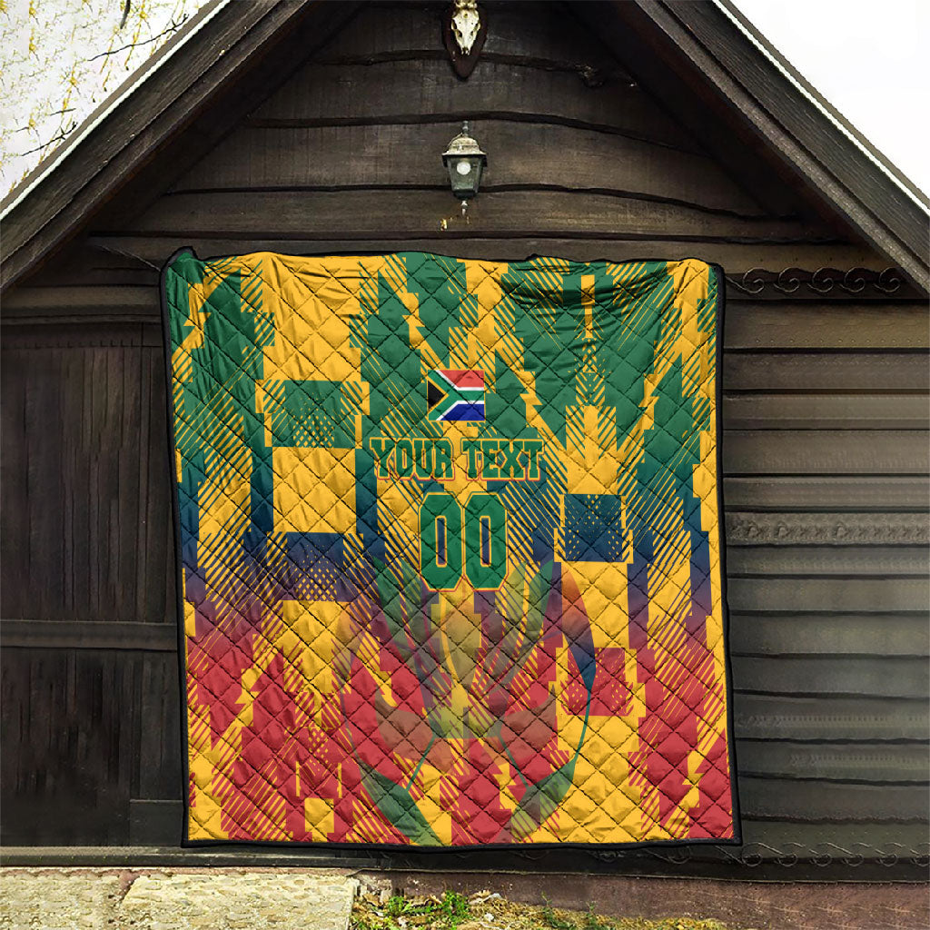 Personalized South Africa Football Quilt South African Flag Inspiration - Soccer Graphic Bold Color Blocks