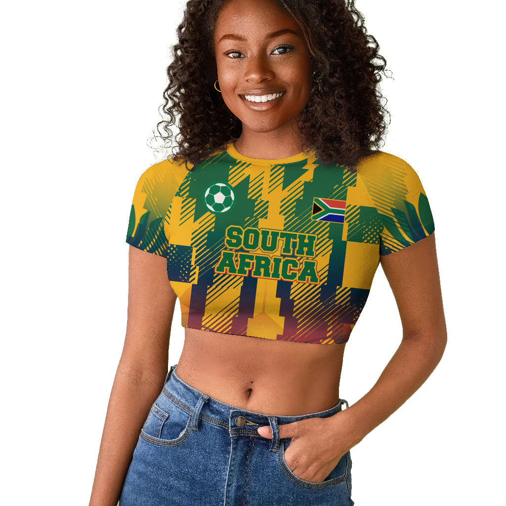 Personalized South Africa Football Raglan Cropped T shirt South African Flag Inspiration - Soccer Graphic Bold Color Blocks