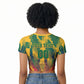 Personalized South Africa Football Raglan Cropped T shirt South African Flag Inspiration - Soccer Graphic Bold Color Blocks