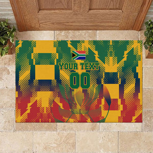 Personalized South Africa Football Rubber Doormat South African Flag Inspiration - Soccer Graphic Bold Color Blocks
