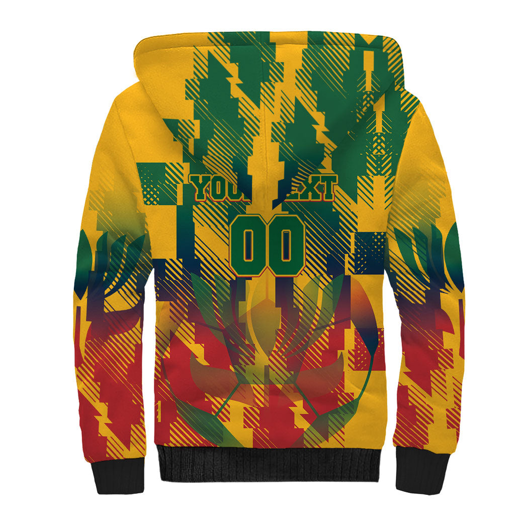 Personalized South Africa Football Sherpa Hoodie South African Flag Inspiration - Soccer Graphic Bold Color Blocks
