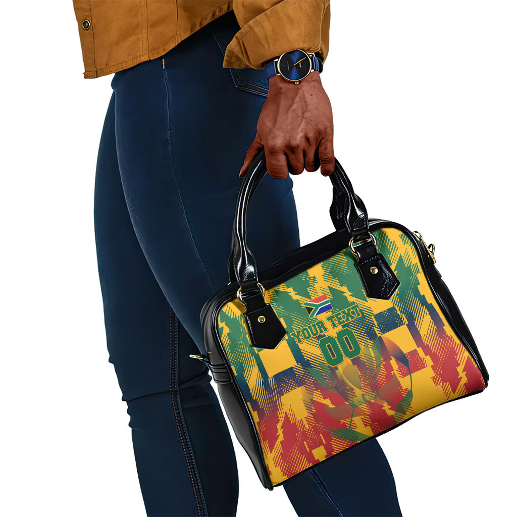 Personalized South Africa Football Shoulder Handbag South African Flag Inspiration - Soccer Graphic Bold Color Blocks